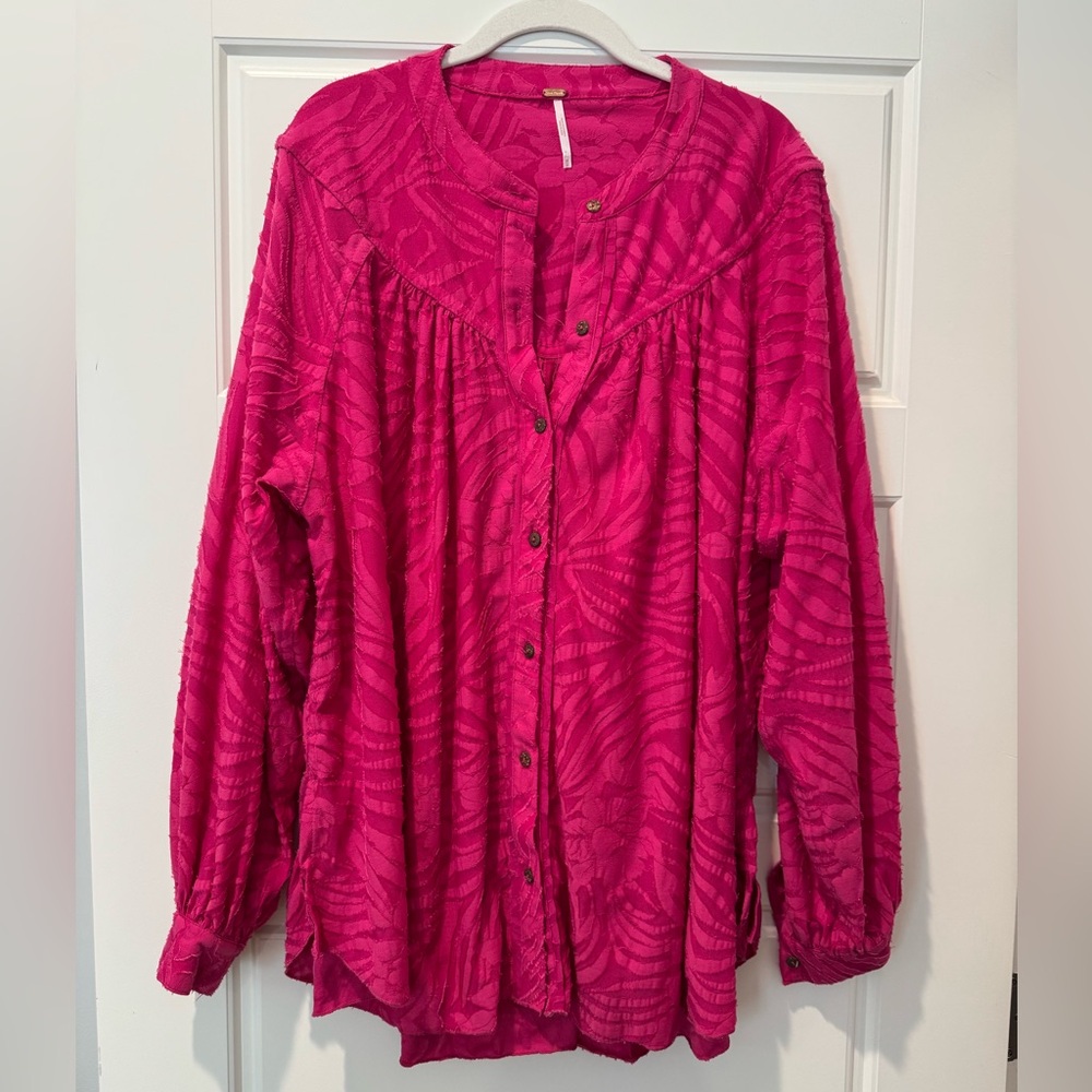 Free People M Pink Floral Oversized Tunic